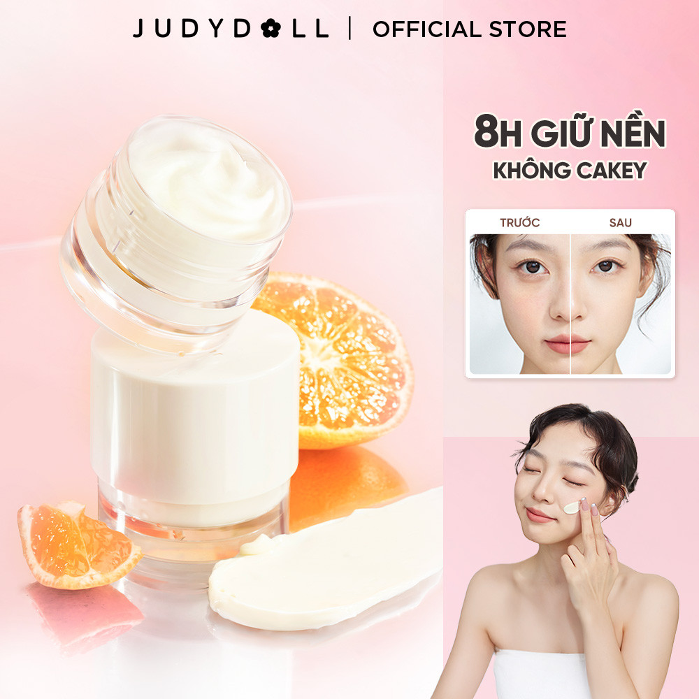  JUDYDOLL Kem Lót Trang Điểm 30g Dưỡng Ẩm Hương Quýt Biển Nâng Tone Kiềm Dầu Mịn Lì Thu Nhỏ Lỗ Chân Lông MINI 10g Foundation Primer 