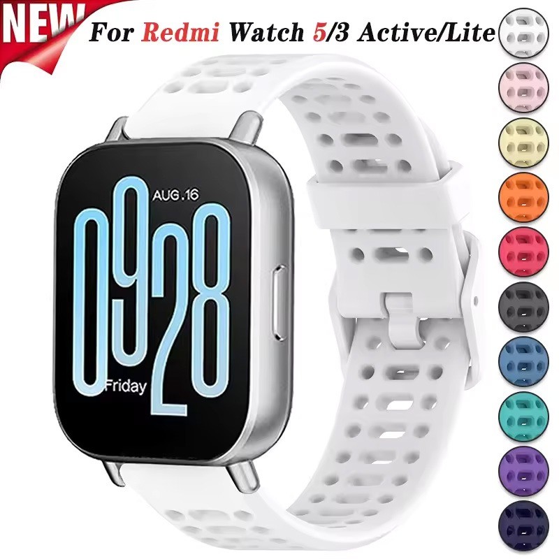 สายซิลิโคนระบายอากาศสำหรับ Redmi Watch 5 Active 3 Active Sport สายรัดข้อมือสำหรับ Redmi Watch 5 Lite 3 Lite 22 มม ราคา 57 บาท*ส่งฟรี