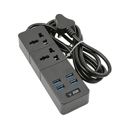Power Strip Surge Protector with 4 USB and 2 Outlets Ports 2500W 10A 6.5 Feet Extension Cord for Home