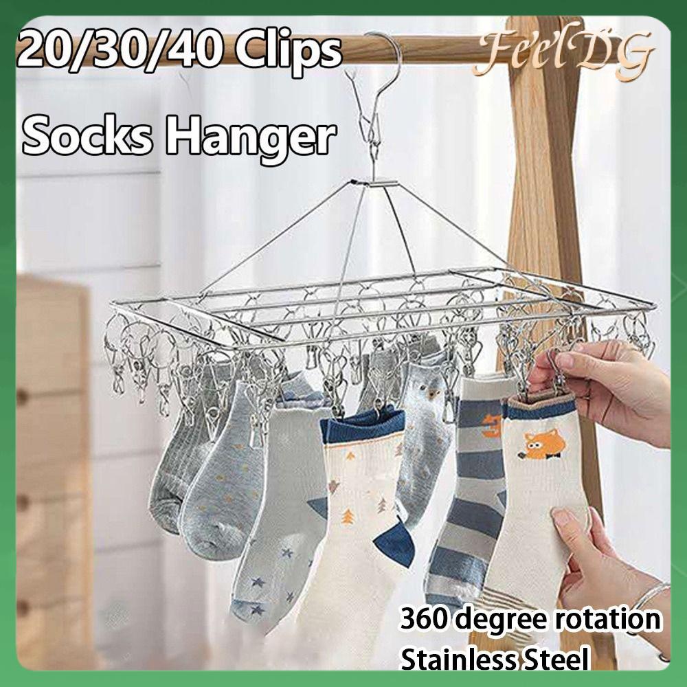 FEELDG 20/30/40/50 Clip Giá phơi quần áo Thép không gỉ Chống gió Kẹp tất Di động Hình vuông Kẹp quần áo