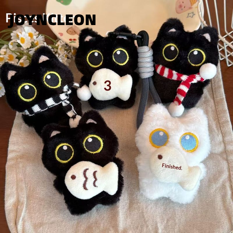 JOYNCLEON Cute Fluffy Cat Plush Keychain with Sound - Adorable Cartoon Animal Bag Charm for Backpack and Keys ราคา 28 บาท*ส่งฟรี