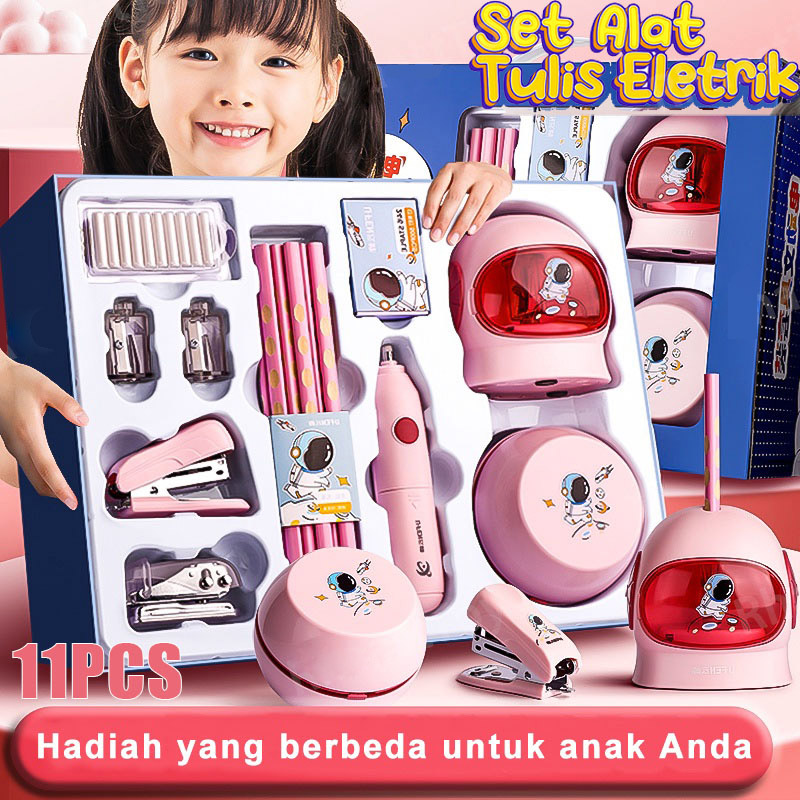 11 in 1 electric Eraser vacuum pencil sharpener kids learning tools hadiah electric stationery set