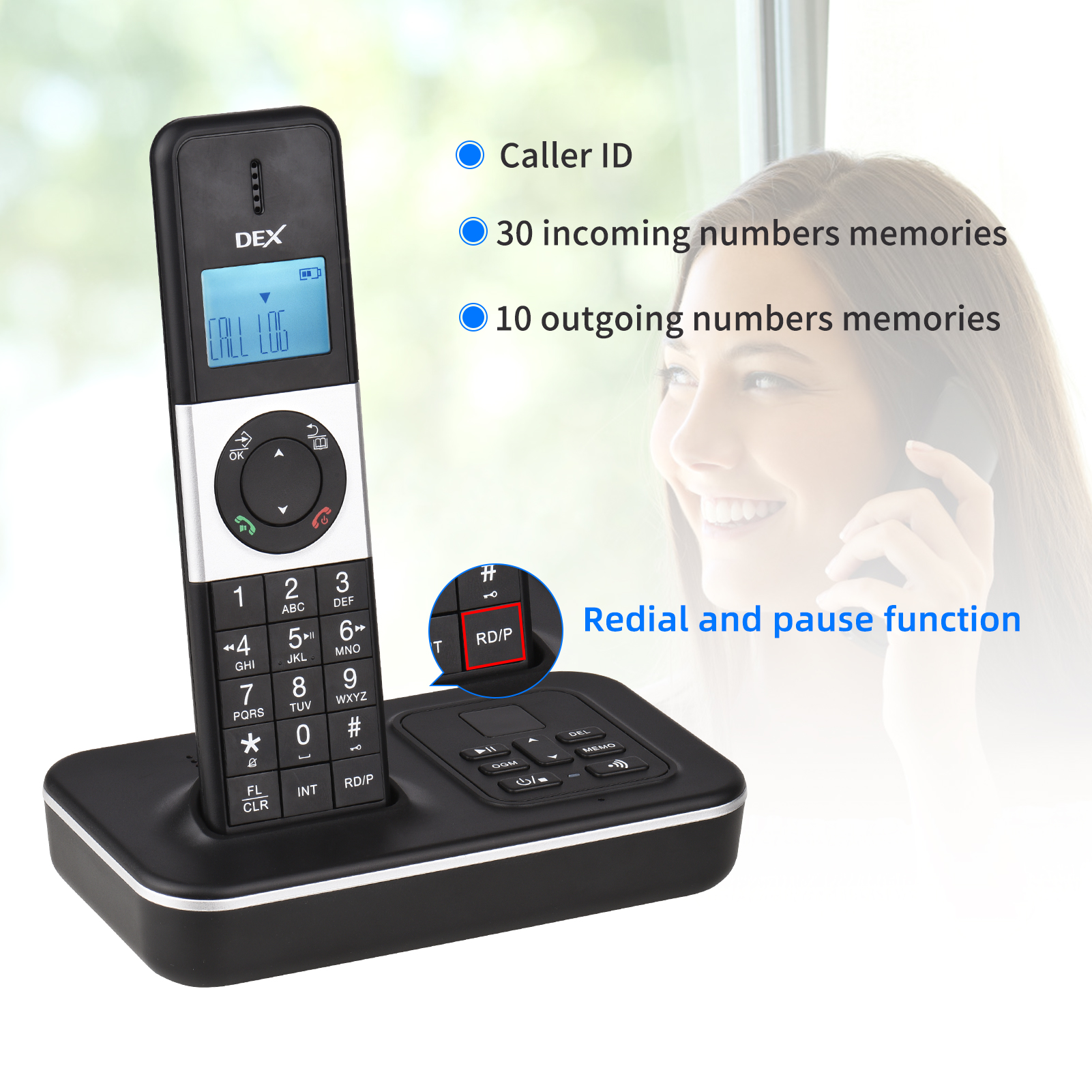 BISOFICE D1002 TAM-T 3-Handset Cordless Phone with Answering Machine Caller ID/Call Waiting 1.6 inch LCD 3 Lines Screen Display Rechargeable Batteries Support 16 Languages for Office Home Conference ราคา 1,964 บาท*ส่งฟรี
