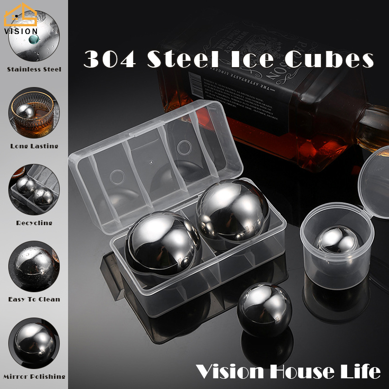Vision 304 Stainless Steel Ice Sphere Metal Ice Cubes Reusable Beverage Chilling Rocks Whiskey Stones Chilling Drinks Stones - Ideal Gifts for Lager/ Ale or Craft Beer Lovers ราคา 169 บาท*ส่งฟรี