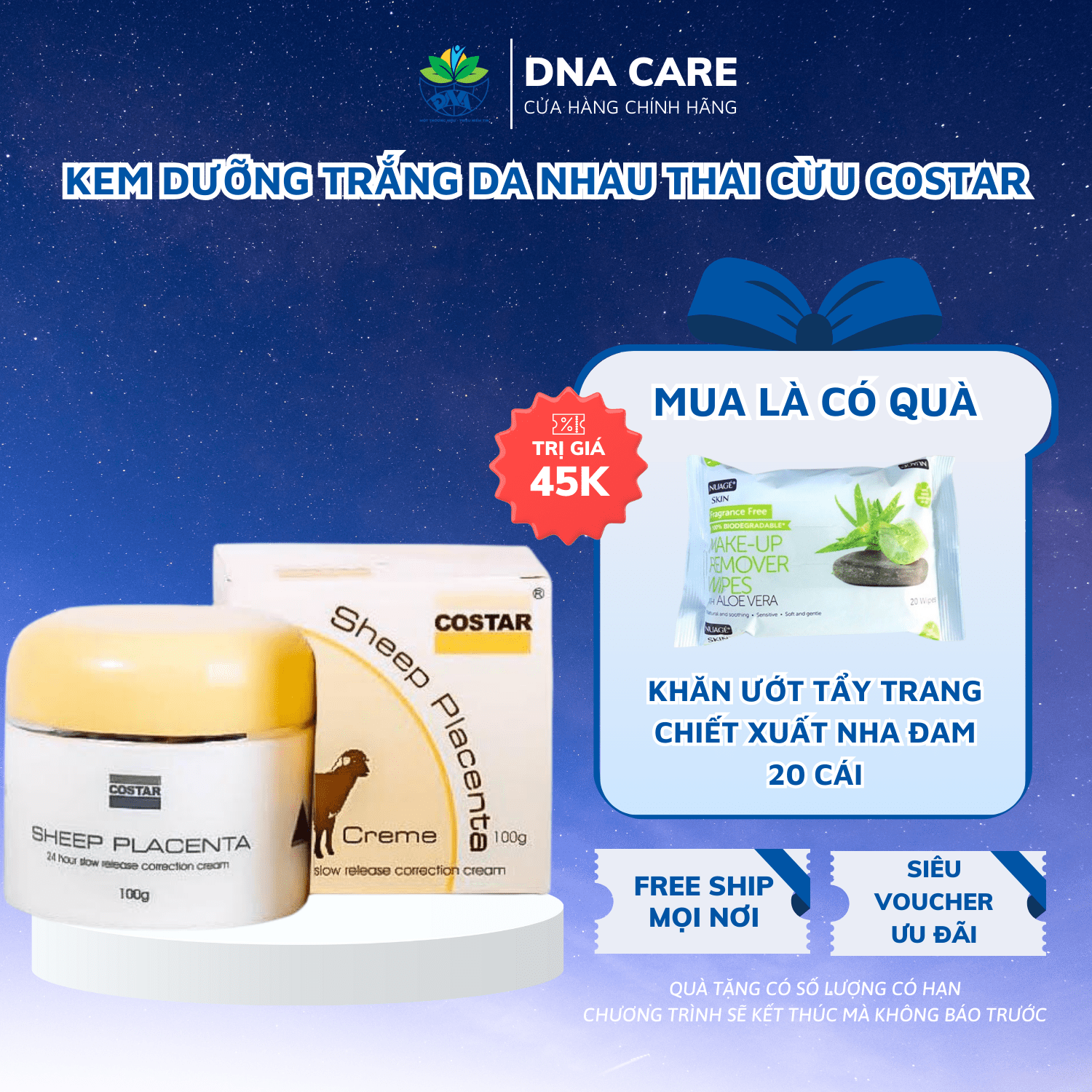 Kem dưỡng da mặt nhau thai cừu Costar Sheep Placenta hộp 100gr