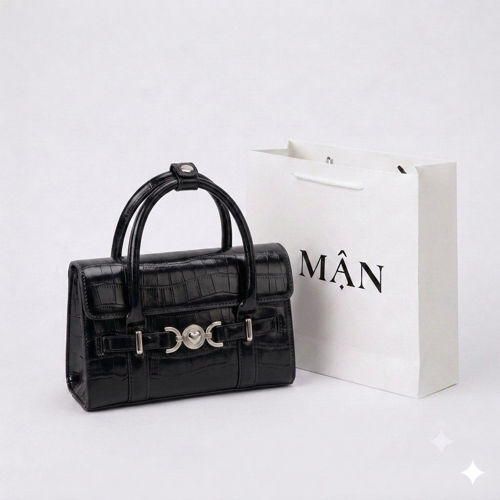 Túi Nhà Mận – Mận Lady Croco Mini | Túi xách nữ công sở da vân, khóa kim loại sang trọng