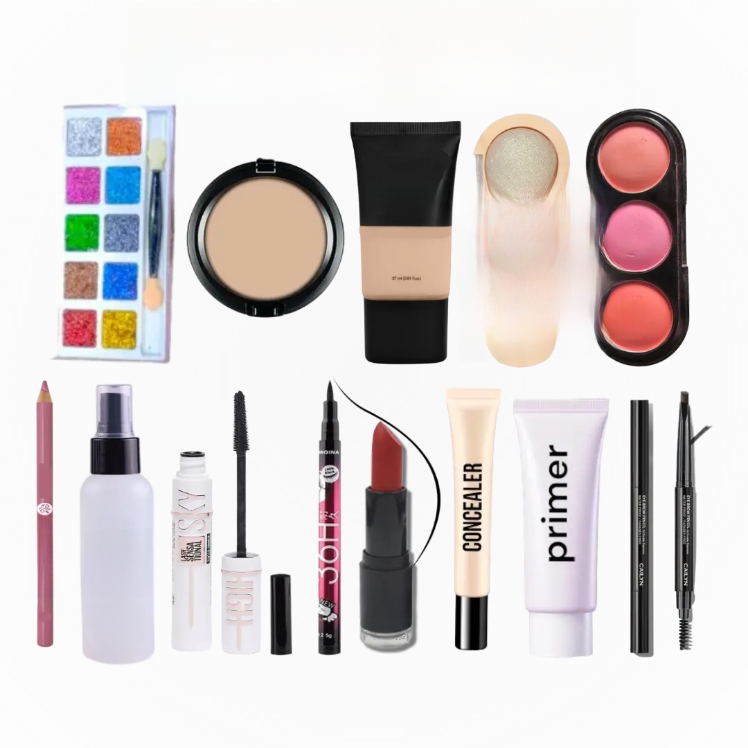 Pack of 13 Wending Makeup Deals Of Foundation + Concealer + Fixer + Powder+ Highlighter + Lipstick