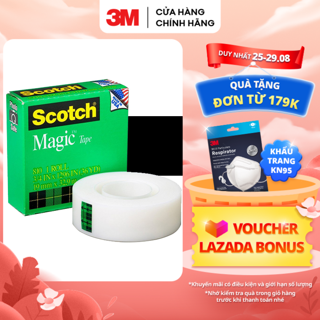 Băng keo đa năng 3M™ Scotch®, trong suốt, siêu dính, viết lên được, 1 cuộn, 19.05mmx32.9m