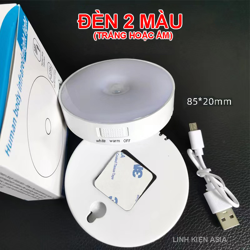 Đèn cảm ứng (ánh sáng + chuyển động) cầu thang đèn phòng ngủ có sẵn dây sạc pin