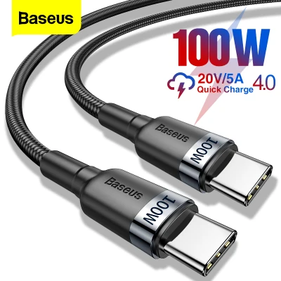 Baseus USB Type C To Type C Cable PD 60W 100W For ipad Pro 2020 Huawei Samsung Galaxy S9 S10 S20 Note 10 Nintendo Switch Fast Charger Cable For Macbook Pro Support Quick Charge 4.0 USB Cable