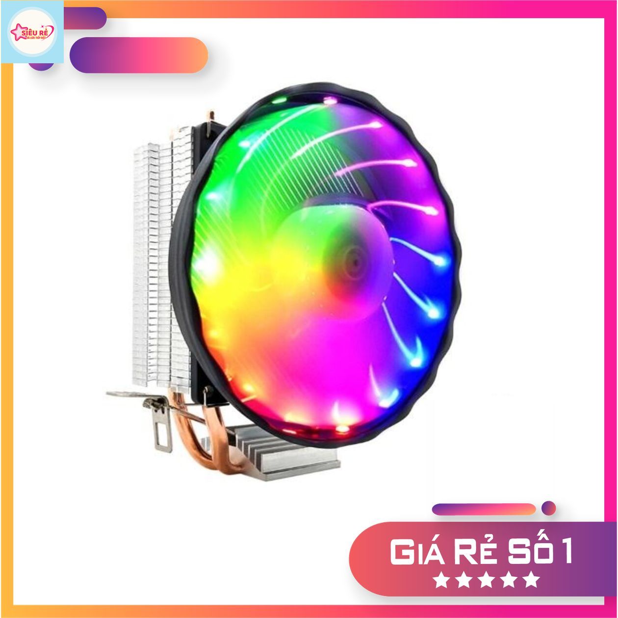 Multi-Purpose Rgb Led Cpu Cooling Fan for Socket 775/1155/1156/Amd - Cool Storm Ct-2U Led 7 Color Air Cooler - Supports All Cpus Giá 180,000 Đồng*Miễn phí vận chuyển