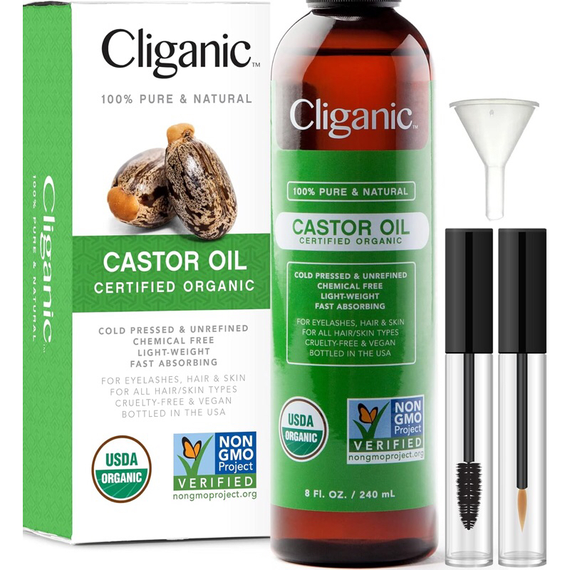 Dầu thầu dầu hữu cơ Cliganic Castor oil 240ml USA