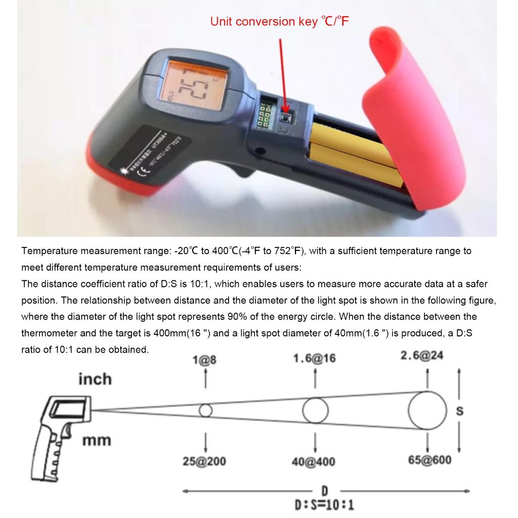 -20 đến 400 ℃ công cụ đo nhiệt độ kỹ thuật số nhiệt kế cầm tay cho đầu đọc nhiệt độ công nghiệp với đèn nền tự động tắt