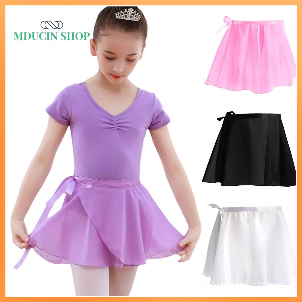 MDUCIN SHOP Vải chiffon Váy ballet Dây buộc Màu sắc đồng nhất Váy leotard Váy nhảy Con cái