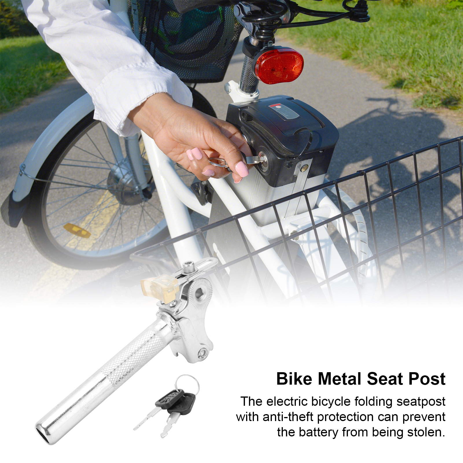 VGEBY Electric Seat Post Tube Metal Seatbar Metal Seatpost Tube Accessory Hinged Seat Post for Electric Bike