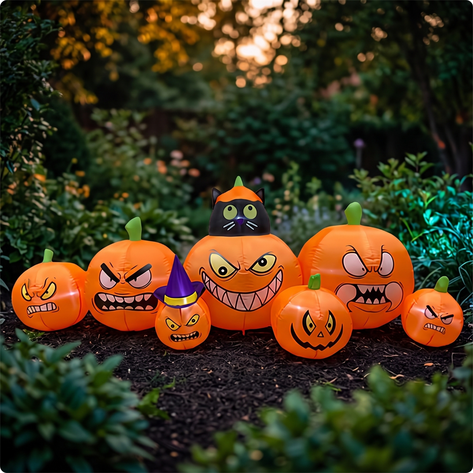 Prettyia Outdoor Inflatable Pumpkin with Black Cat Long-Lasting Inflatable Black Cat and Pumpkin Decoration Easy to Use Inflate Yard Decoration Lighted for Lawn ราคา 8,766 บาท*ส่งฟรี