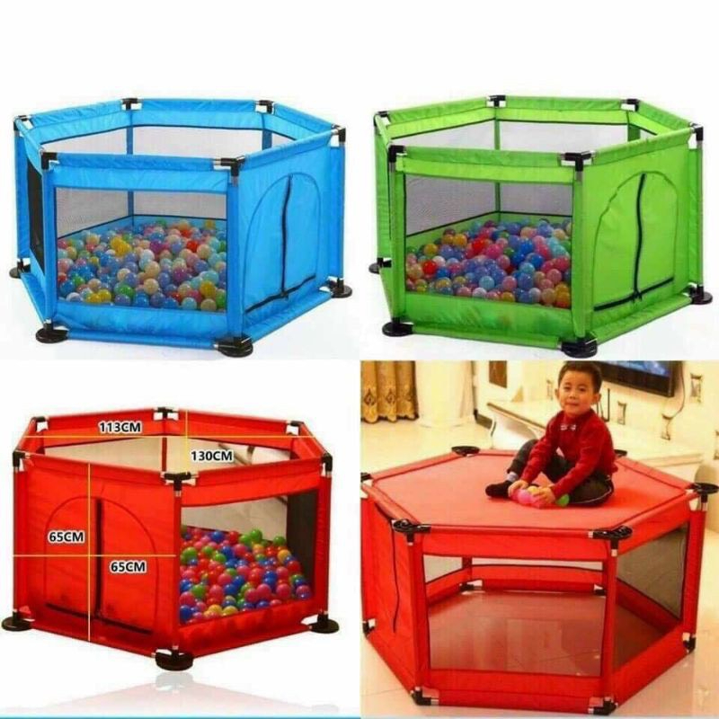 Quây bóng, quây cũi nhà bóng cho bé lục giác tặng 10 bóng toyskingdom