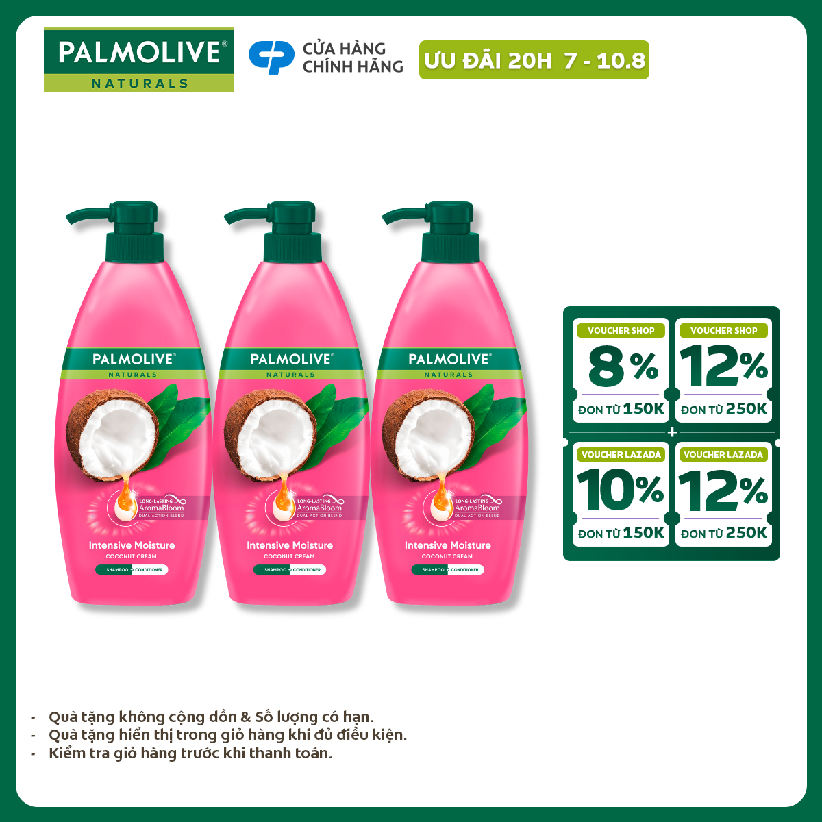 Bộ 3 Dầu gội Palmolive kèm xả 2-trong-1 chiết xuất thiên nhiên 600ml