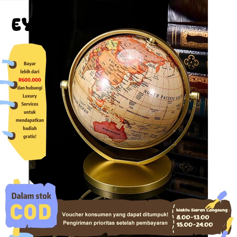 Eyre （Jaminan Kualitas ☀）16 Cm/14 Cm Emas Peta Dunia Dunia 360 ° Berputar dengan Berdiri Sekolah Geografi Perlengkapan Pendidikan Anak-anak Menjelajahi Rumah Kantor DekorasiGold World Globe Map 360° Rotating With Stand School Geography Educational