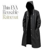 AMBOAE Long Outdoor Raincoat Waterproof Thickened Hooded Raincoat Black Camping Rain Poncho Unisex