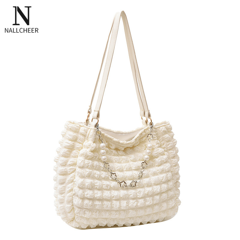 Nallcheer Túi khoác vai dành cho nữ sức chứa lớn mới đi lại bong bóng xếp li Túi tote