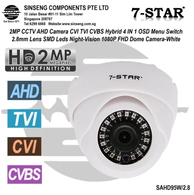 Full-HD Sony 1080P 2MP Dome CCTV Camera (OSD 4 in 1 AHD - TVI - CVI - CVBS) Smart 18IR Night Vision with 2.8mm Lens [Colour:White]