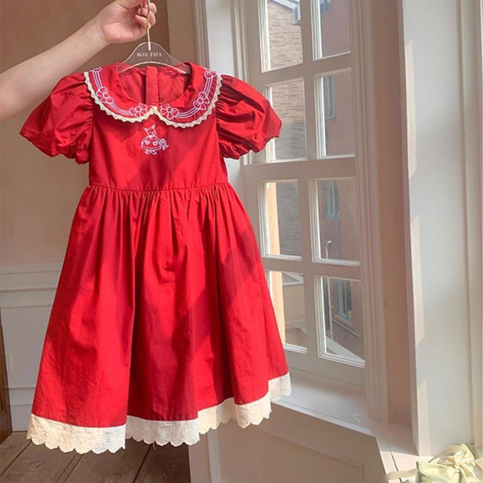 Internet celebrity girl French court style dress summer dress 2024 new middle and large children's foreign puff sleeve princess dress ราคา 476 บาท*ส่งฟรี