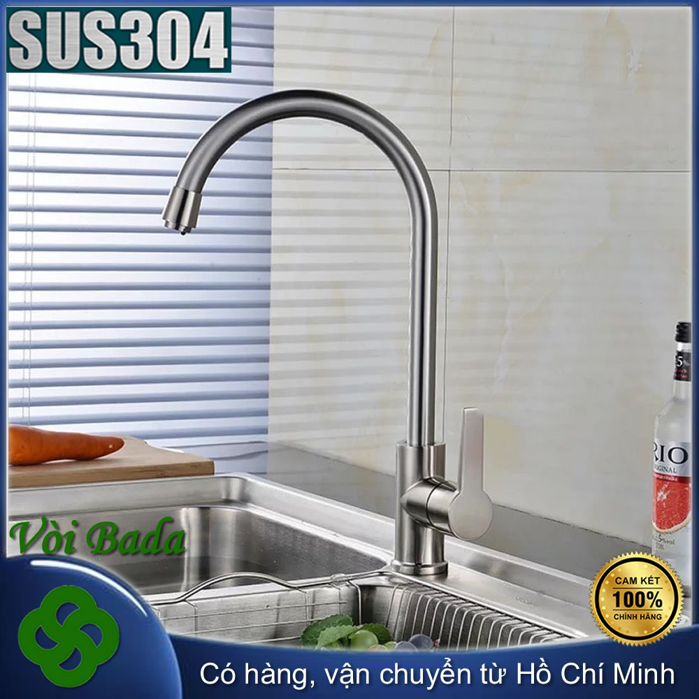 HN9301 Vòi chậu rửa 1 đường nước cao cấp Vòi rửa bát nóng lạnh inox 304 gắn chậu Vòi chậu rửa Inox 3