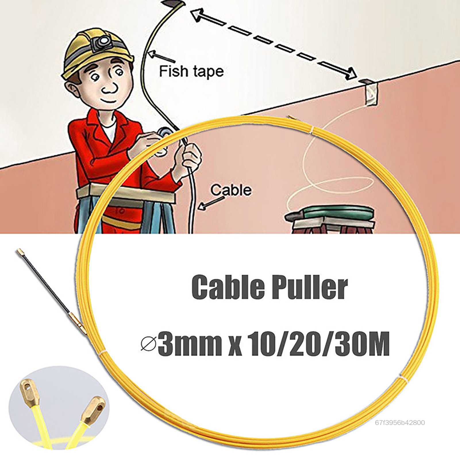 3mm Fish Tape Wire Pullers Through Wall Wire Threader Wire Guide Cable Puller Electrician Threading Device MT-VN