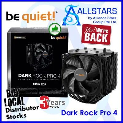 (ALLSTARS :We are Back / DIY Promo) bequiet / be quiet! Dark Rock Pro 4 (7 high performance copper heatpipe / Silent Wings 3 120mm PWM front fan / Silent Wing 135mm PWM center fan / TDP 250W) CPU Cooler (BK022) / "Noctua D15 competitor" (Warranty 3yrs TD)
