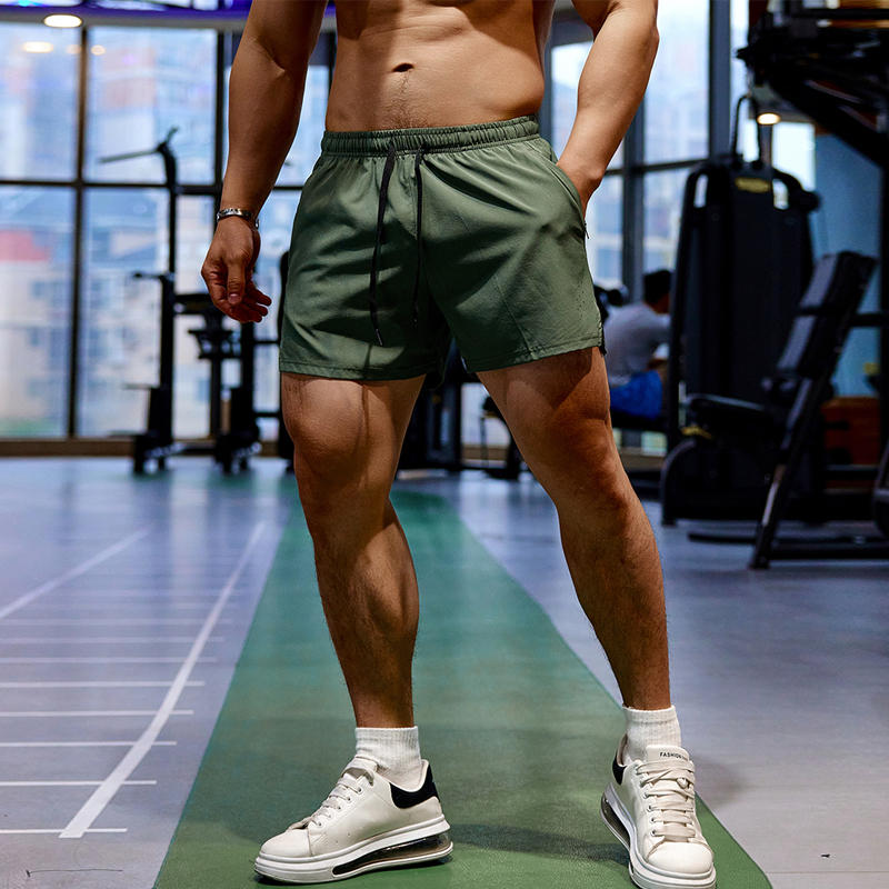 [MLDP] New Summer running shorts Men's sports jogging fitness shorts Gym training Quick-drying sports Zipper pocket male Cropped pants