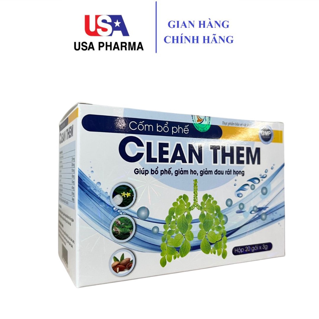 Cốm bổ phế clean them - giúp bổ phế, giảm ho, giảm đau rát họng - hộp 20 gói