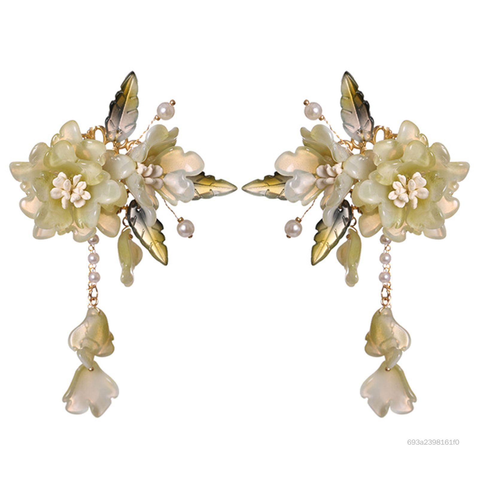 คลิปผมดอกไม้กับ Tassel Hanfu การจับคู่หูฟังสีเขียวผ้าโพกศีรษะดอกไม้สำหรับผมสไตล์ผม DIY LA3PF-UNI-TH ราคา 254 บาท*ส่งฟรี