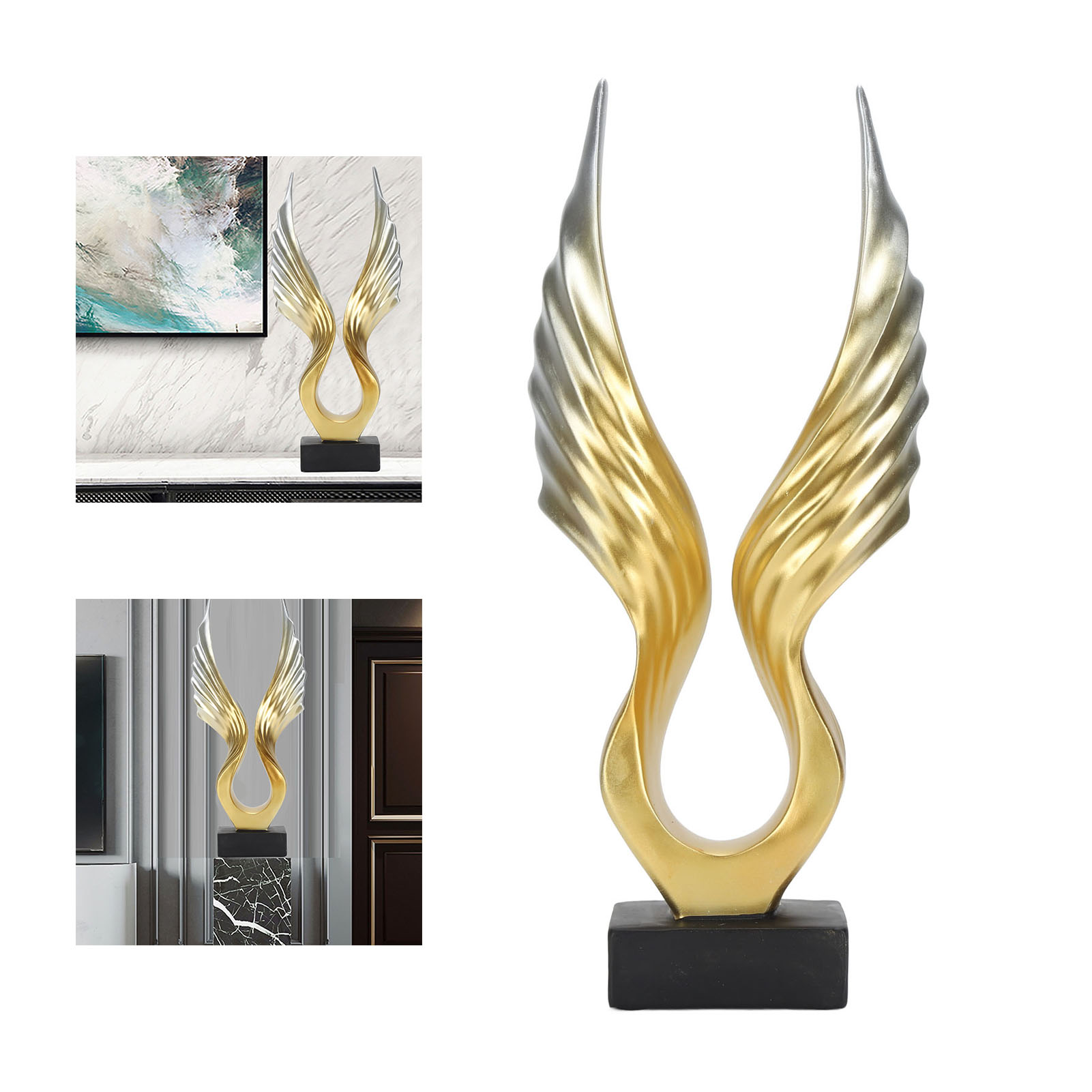 Ccylez trừu tượng cánh điêu khắc phong cách tái sử dụng ánh sáng sang trọng trừu tượng cánh tượng cho nhà cho tủ TV (Vàng sâm banh)