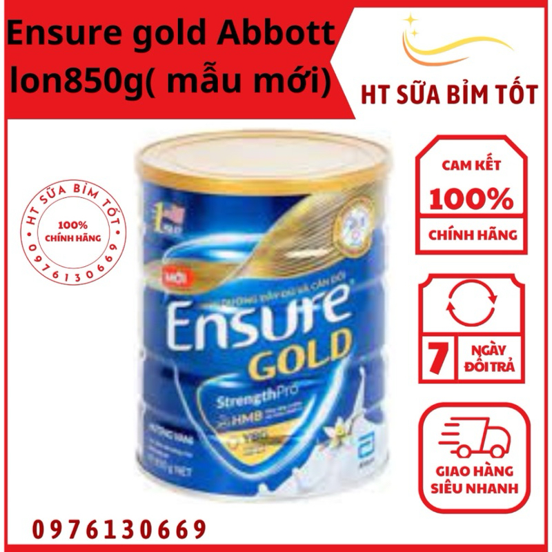 (Com bo 2 lon) Sữa bột Ensure Gold Abbott hương vani (HMB) 850g