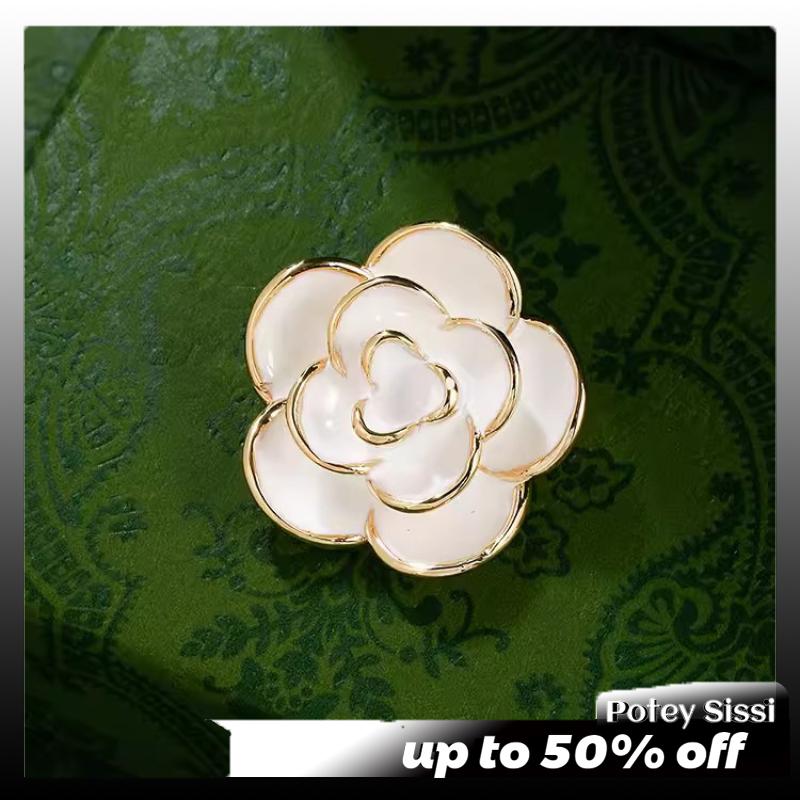 Potey Cao cấp màu đen trắng hoa trà hoa trâm cài cho người phụ nữ người đàn ông tang Corsage pins váy áo sơ mi phụ kiện quần áo