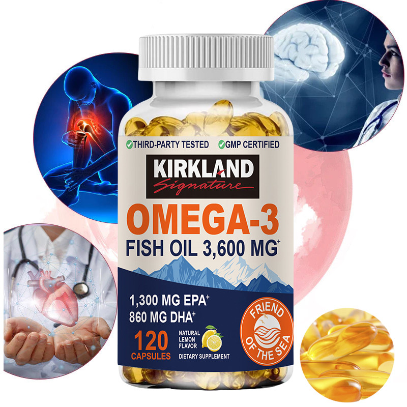  Dầu cá KIRKLAND Omega 3 axit béo thiết yếu tốt nhất cho sức khỏe tim mạch hỗ trợ khớp mắt não và hệ miễn dịch 