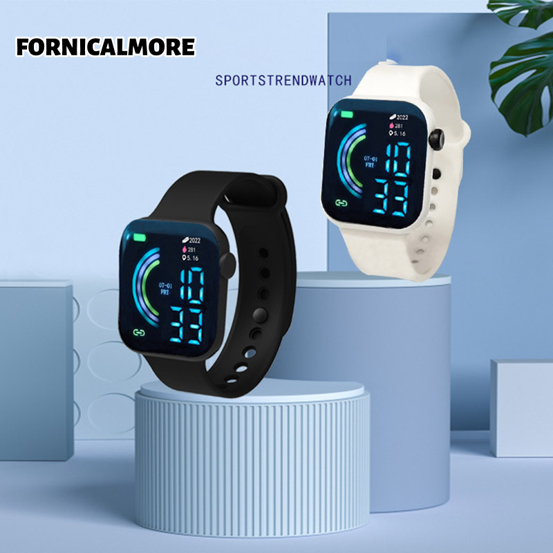 FORNICALMORE Đồng hồ cầu vồng Đồng hồ điện tử LED Đồng Hồ Led Thể Thao Đôi màn hình lớn cho học sinh Y1