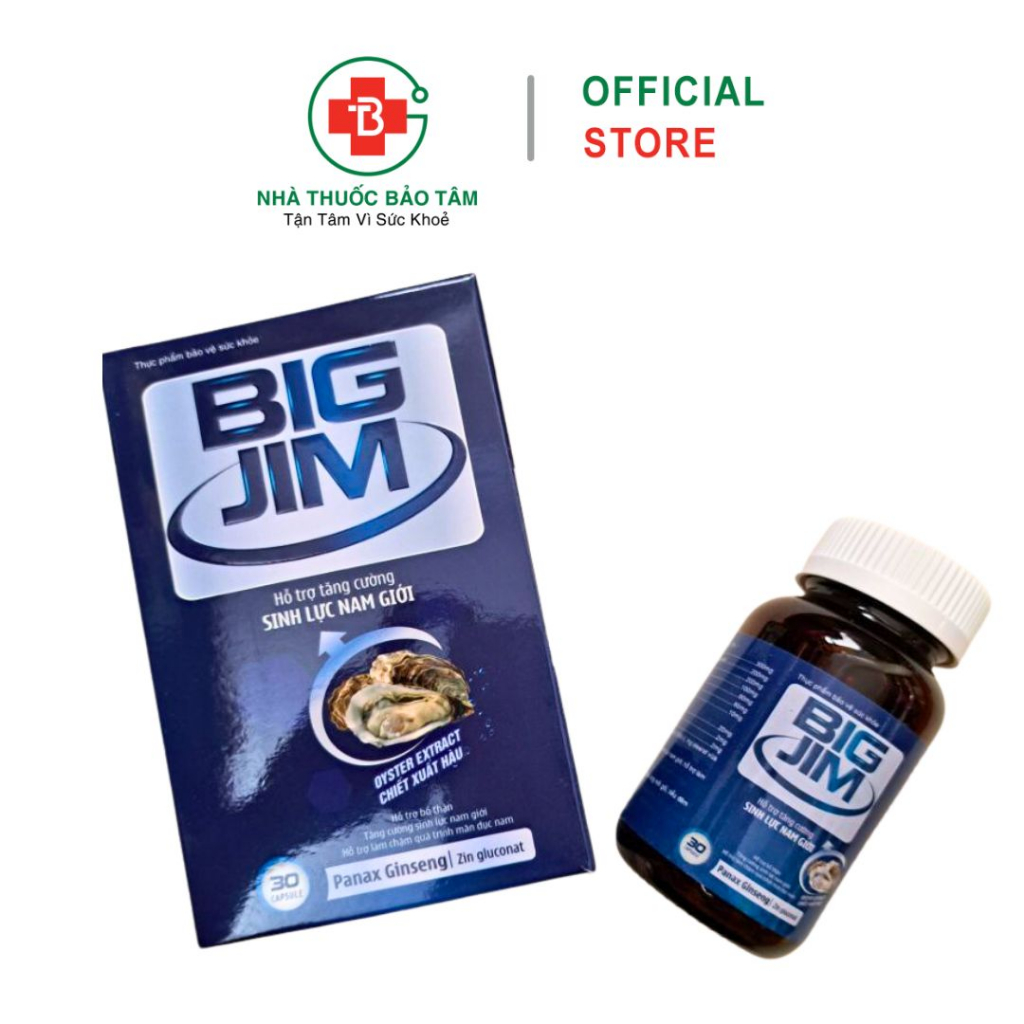 Tinh chất hàu Big Jim bổ sung kẽm, tăng cường sinh lý nam, chống xuất tinh sớm, bổ thận - Chai 30 viên