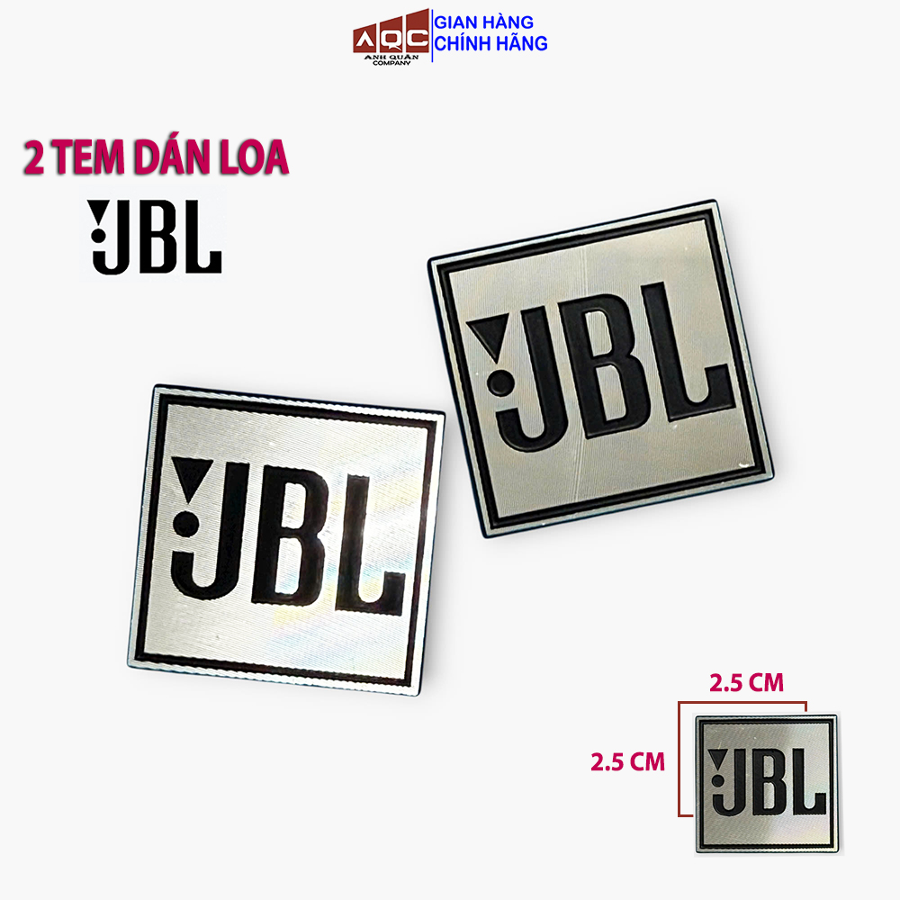 Bộ 2 TEM dán loa JBL Nhôm sơn tĩnh điện cỡ 2.5 x 2.5 cm tem dán cho dòng loa cầm tay, loa bluetooth và loa vi tính