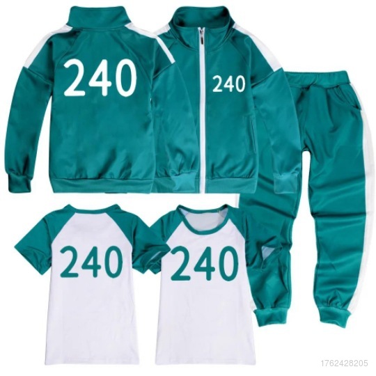 XL Gn Squid Game 240 áo khoác quần Áo thun vải cosplay cho trẻ em thể thao NG LX