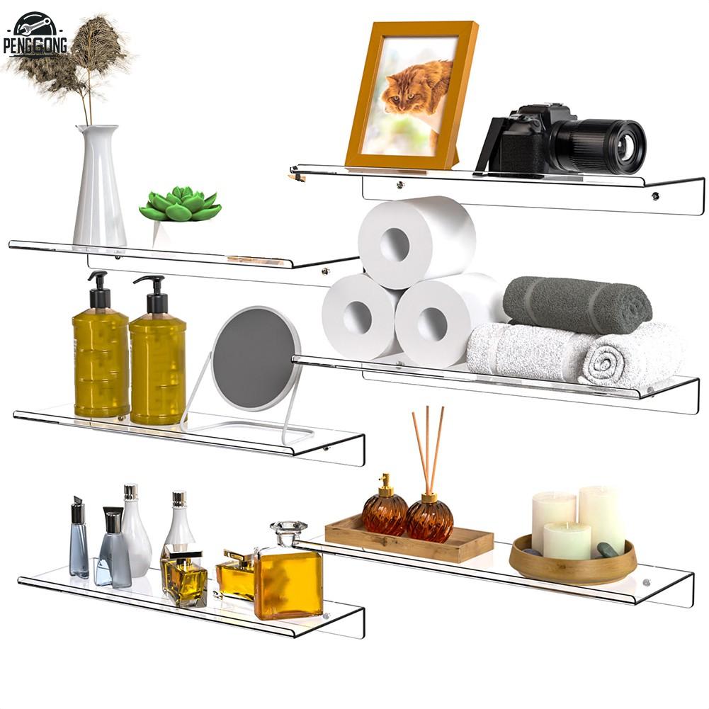 HOMETOOL Clear Acrylic Floating Wall Shelves 6 Pack Storage Organizer for Home Use ราคา 1,335 บาท*ส่งฟรี