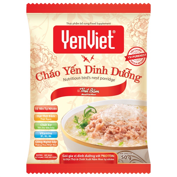 Cháo yến Yến Việt vị thịt bằm gói 50g, Cháo yến dinh dưỡng