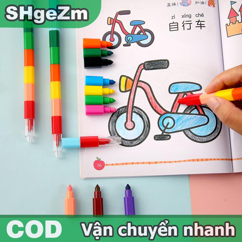 SHgeZm 1pcs 12 màu sắc Crayon sáng tạo khối xây dựng Crayon Dễ Thương Kawaii graffiti bút cho bức tr