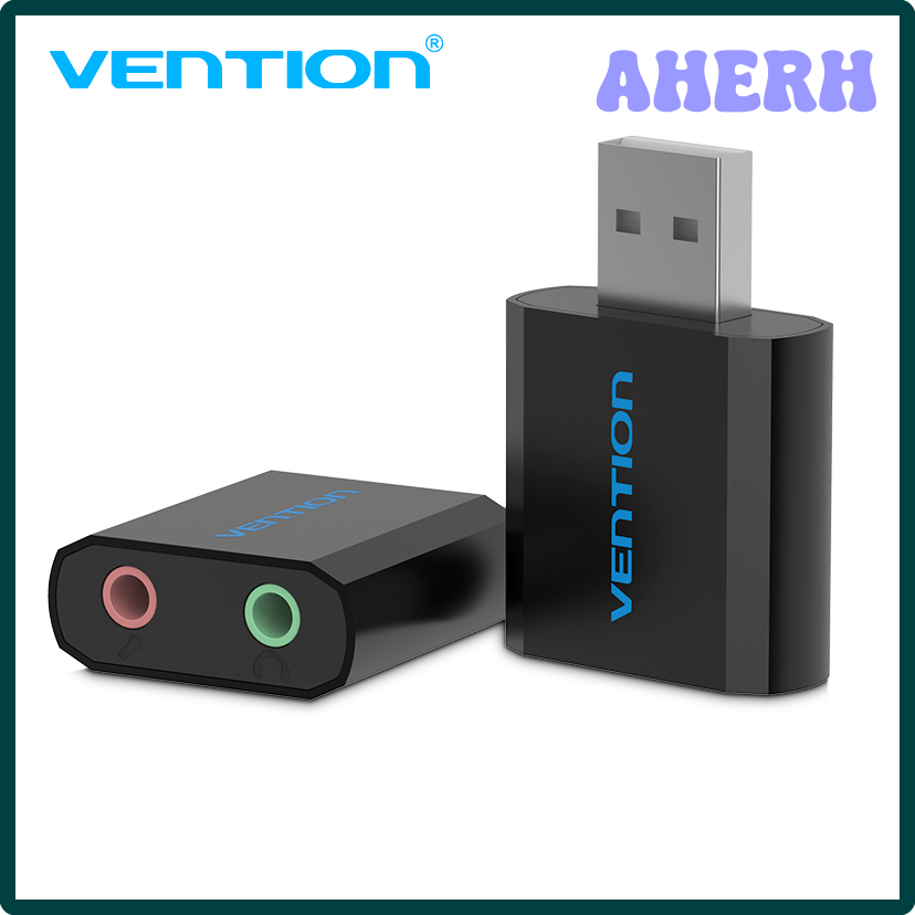 Aherh Vention Mini Card âm thanh USB Card âm thanh USB đến 3.5mm Card âm thanh ngoài nữ có bộ chuyển đổi tai nghe có mic cho Loa Máy Tính Xách Tay PC PS4 tyfnf