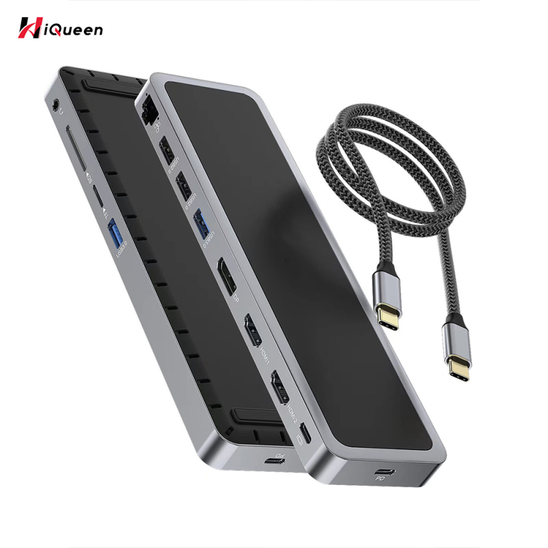 12 In 1 USB-C Docking Station Triple Monitor With USB 3.0 VGA RJ45 SD/TF Card Reader PD Charging USB HUB Adapter ราคา 3,475 บาท*ส่งฟรี