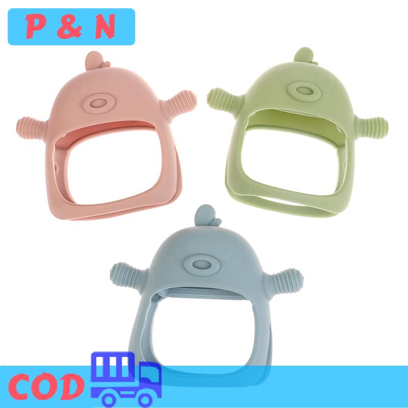P&N 1 Piece trẻ em phim hoạt hình vịt mọc răng Silicone chăm sóc nha khoa nướu chống ăn tay MOL Stick BPA FREE bé Teether găng tay