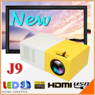 J9 Mini Projector 1080P HD Projector Ultra Portable Projectors 30 Thousands Hours Life LED Pico Projector Support Cell Phone