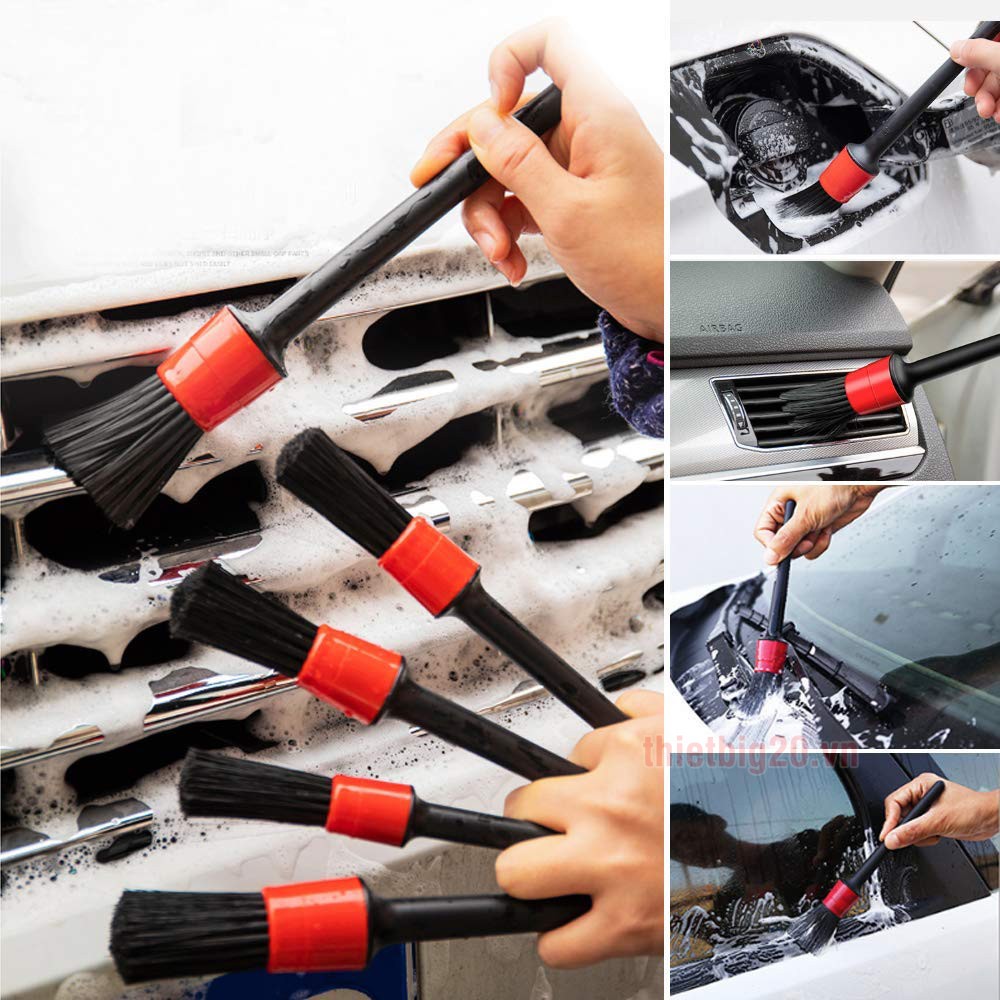 Bộ 5 Cọ Rửa Xe Máy, Vệ Sinh Xe Oto Chổi Cọ Vệ Sinh Xe Đa Năng - Cọ Rửa Khoang Máy, Mâm Xe, Nội Thất