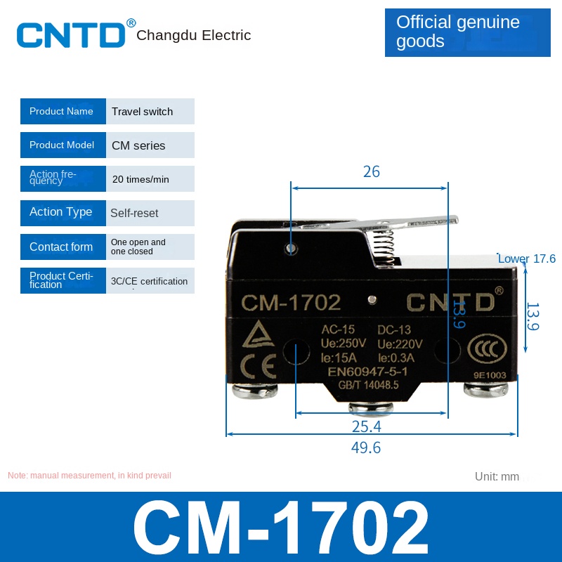 Công Tắc Hành Trình CM-1702 | Micro Switch Changde CM-1307/1308/1305/1306/1300/1303TM Cho Tự Động Hóa